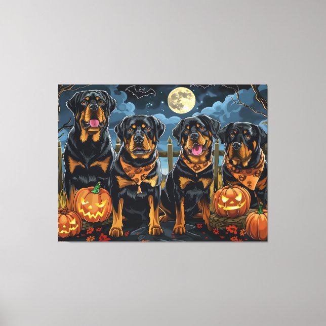 Rottweiler Halloween Spooky Canvas Print (Front)