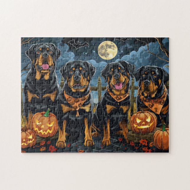 Rottweiler Halloween Spooky Jigsaw Puzzle (Horizontal)