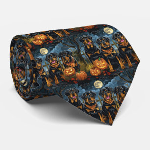 Rottweiler Halloween Spooky Neck Tie
