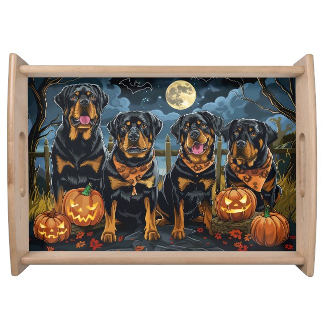 Rottweiler Halloween Spooky Serving Tray (Front)