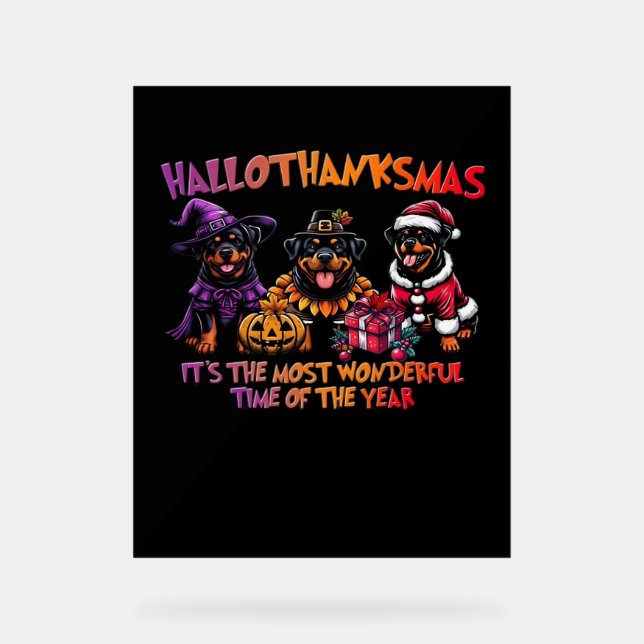 Rottweiler Halloween Thanksgiving Christmas Classi Acrylic Sign (Front)