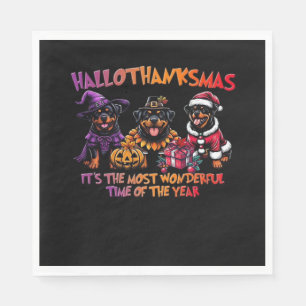 Rottweiler Halloween Thanksgiving Christmas Classi Napkins