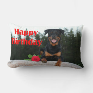 rottweiler happy birthday lumbar pillow