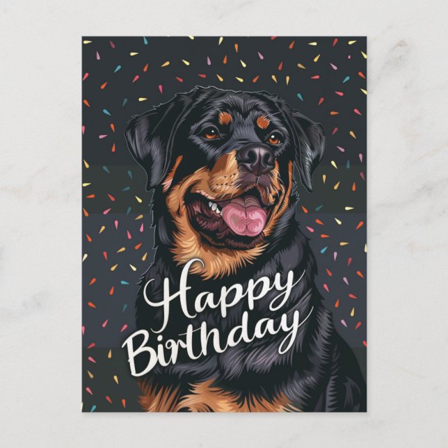 Rottweiler Happy Birthday Postcard (Front)