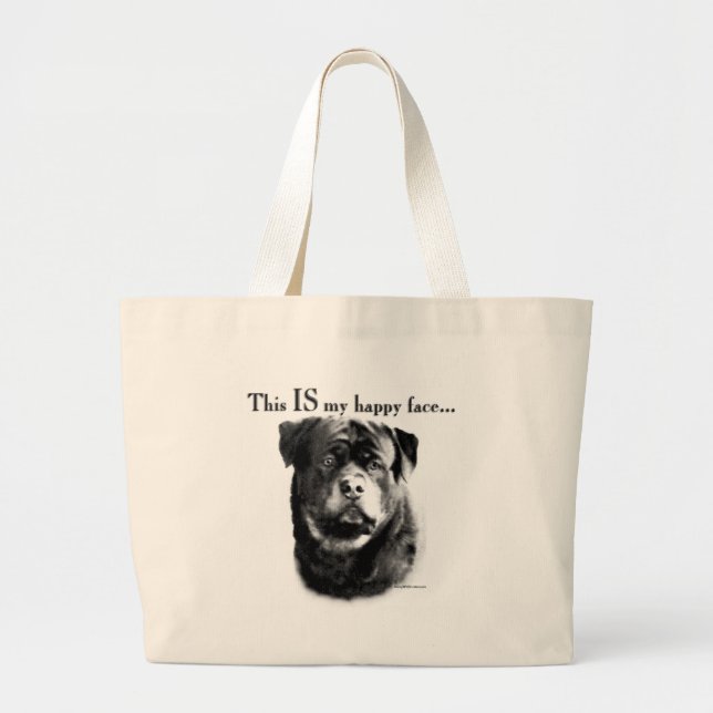 Rottweiler Happy Face Large Tote Bag (Front)