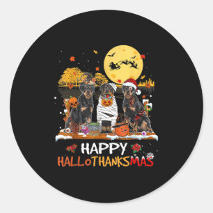 Rottweiler Happy Hallothanksmas Halloween Thanksgi Classic Round Sticker