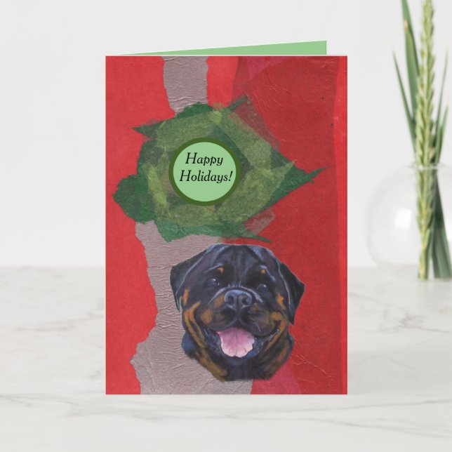 Rottweiler Happy Holidays Card (Front)