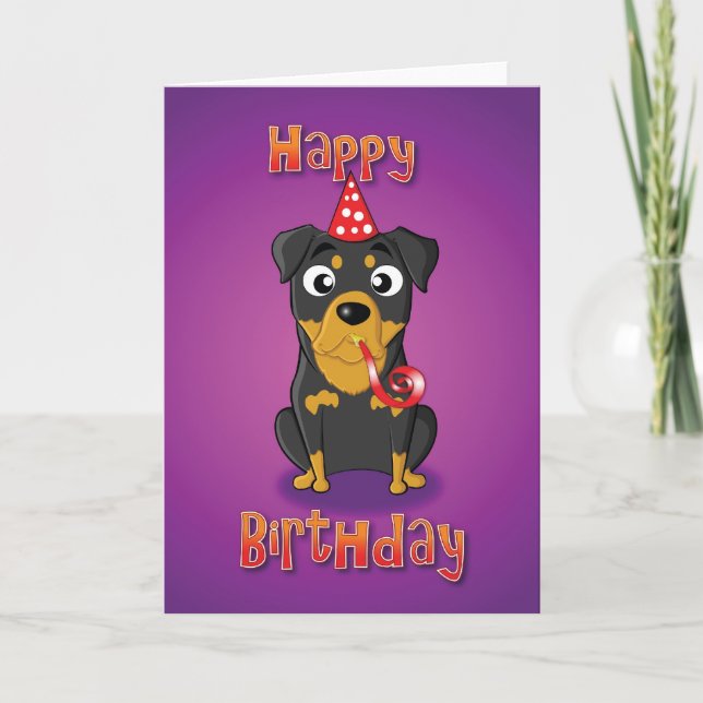 rottweiler - hat&whistle - happy birthday card (Front)
