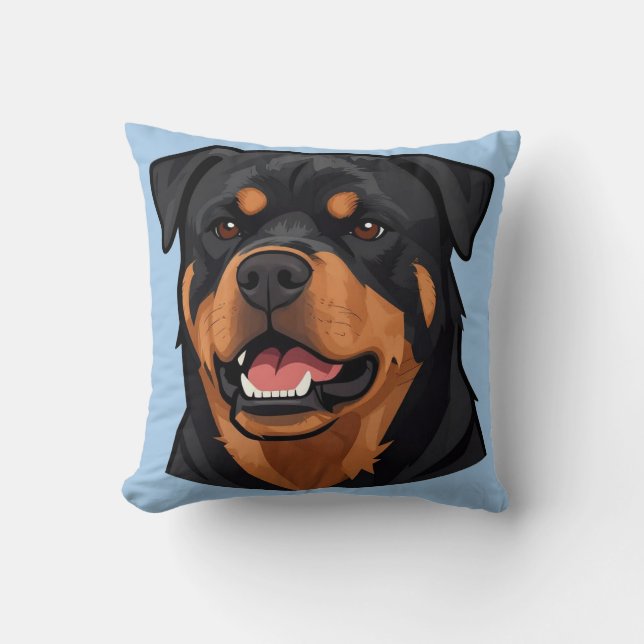 Rottweiler Head Portrait Throw Pillow (Front)
