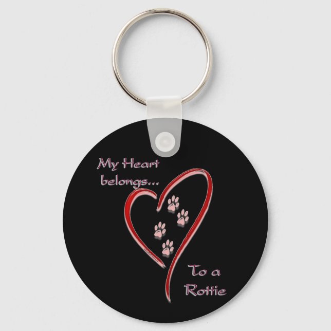 Rottweiler Heart Belongs Keychain (Front)