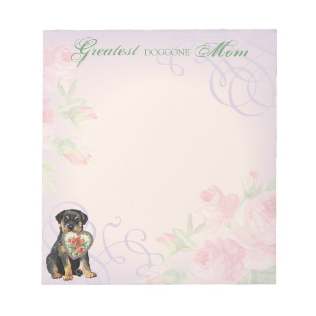 Rottweiler Heart Mom Notepad (Front)