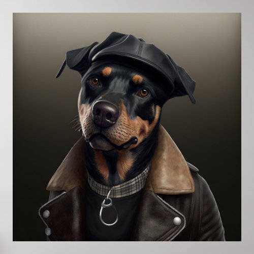 Rottweiler Hipster Dog Poster