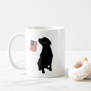 Rottweiler Holding US American Flag Coffee Mug