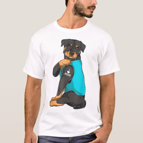 Rottweiler I Love Mom Tattoo Apparel Dog Mom Gifts T_Shirt