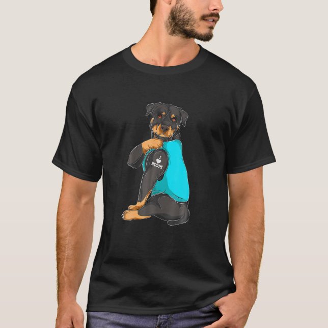 Rottweiler I Love Mom Tattoo Apparel Dog Mom Gifts T-Shirt (Front)