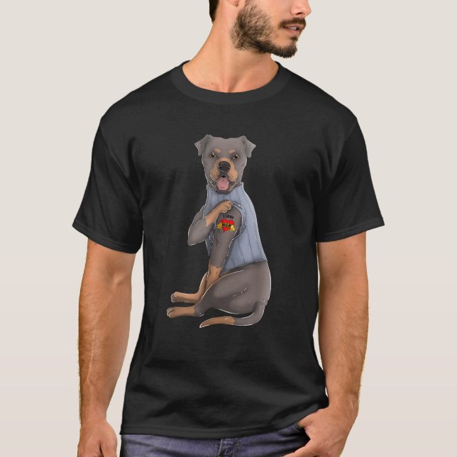 Rottweiler I Love Mom Tattoo Dog Funny Mother s Da T-Shirt (Front)