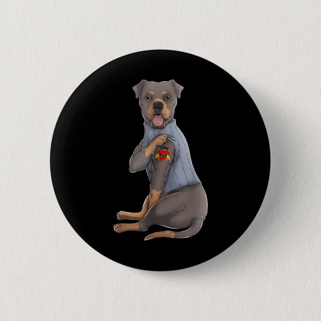 Rottweiler I Love Mom Tattoo Dog Funny Mothers Day Button (Front)