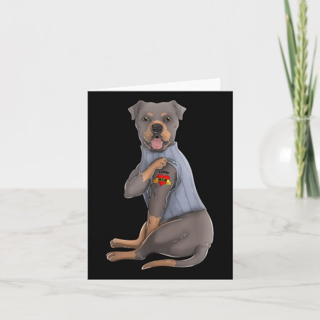 Rottweiler I Love Mom Tattoo Dog Funny Mothers Day Card (Front)
