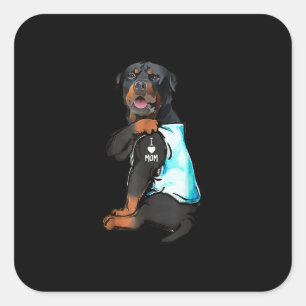 Rottweiler I Love Mom Tattoo Square Sticker