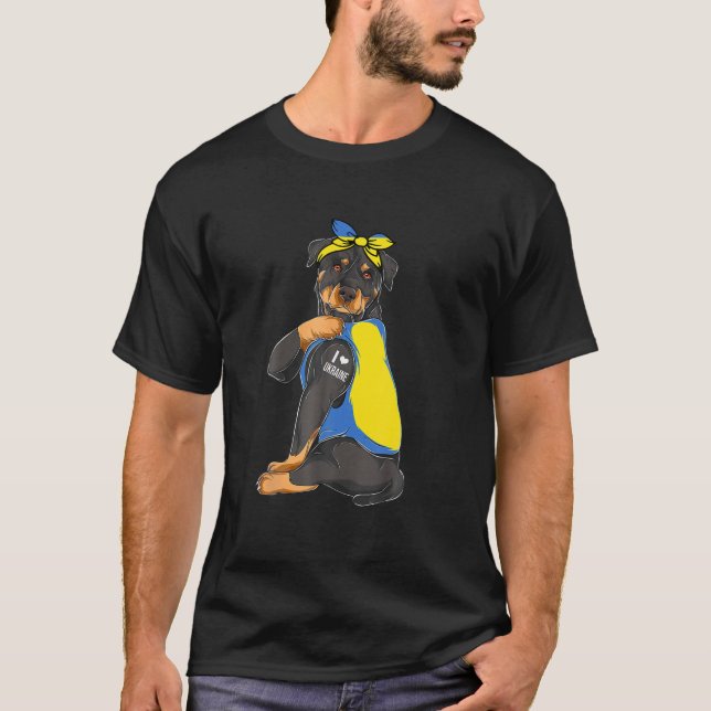 Rottweiler I Love Ukraine Flag Dog Lover Ukrainian T-Shirt (Front)