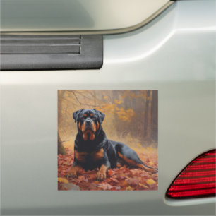 Rottweiler in Autumn Leaves Fall Inspire Car Magnet