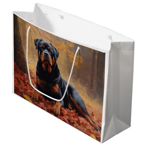 Rottweiler in Autumn Leaves Fall Inspire Large Gift Bag