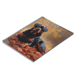 Rottweiler in Autumn Leaves Fall Inspire Notebook