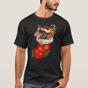 Rottweiler In Sock Christmas Santa Hat Xmas Dog Lo T-Shirt