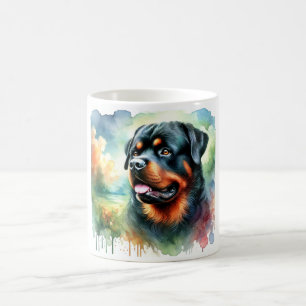 Rottweiler in watercolor 241024AREF144 - Watercolo Coffee Mug