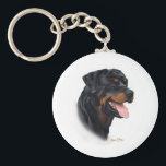 Rottweiler Keychain<br><div class="desc">Rottweiller head study from an original painting by Robert J. May</div>