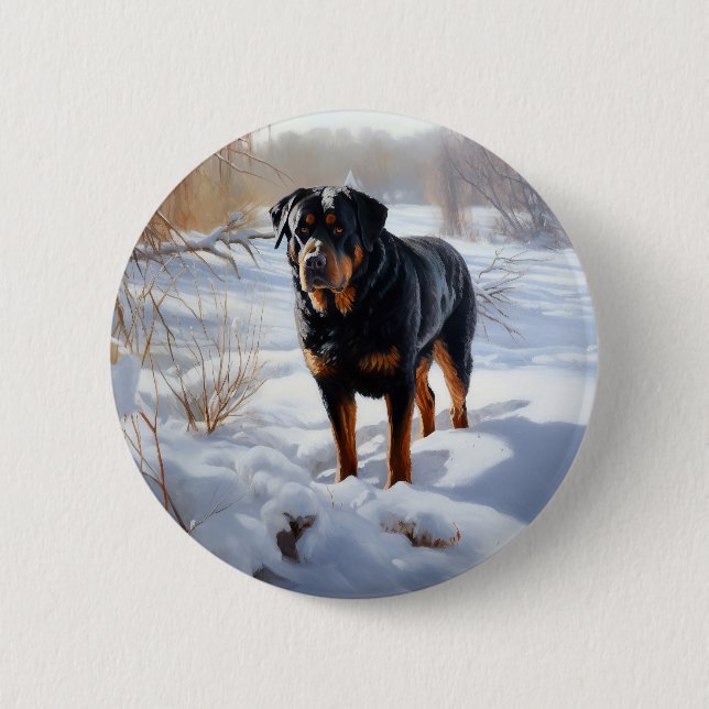 Rottweiler Let It Snow Christmas Button (Front)