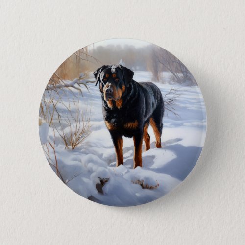 Rottweiler Let It Snow Christmas Button