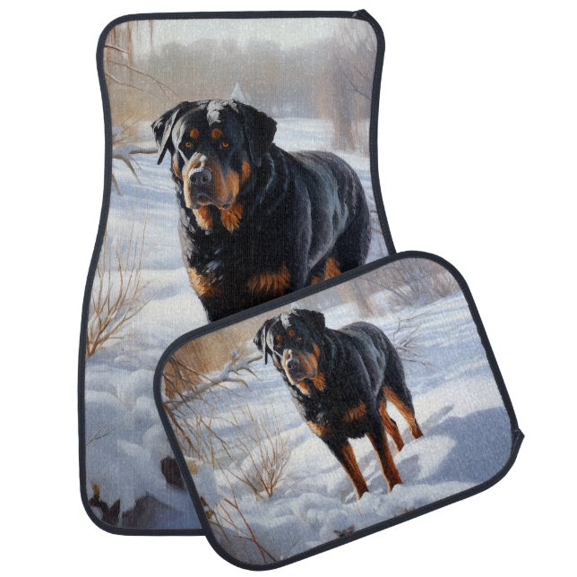 Rottweiler Let It Snow Christmas Car Floor Mat (Set)