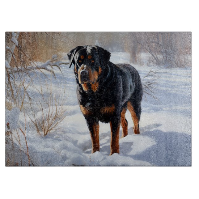 Rottweiler Let It Snow Christmas Cutting Board (Front)