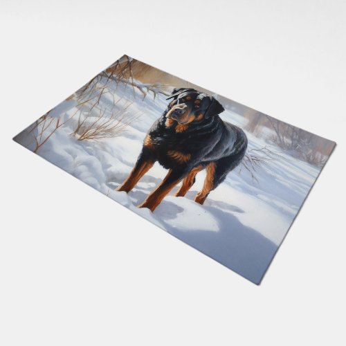 Rottweiler Let It Snow Christmas Doormat