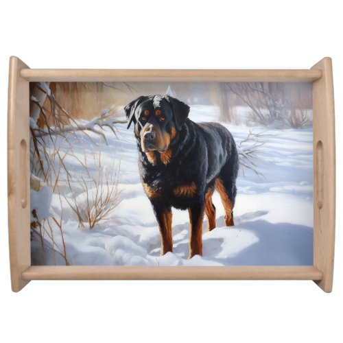 Rottweiler Let It Snow Christmas Serving Tray