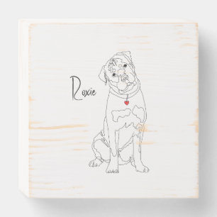 Rottweiler Line Art with Name Wooden Box Sign