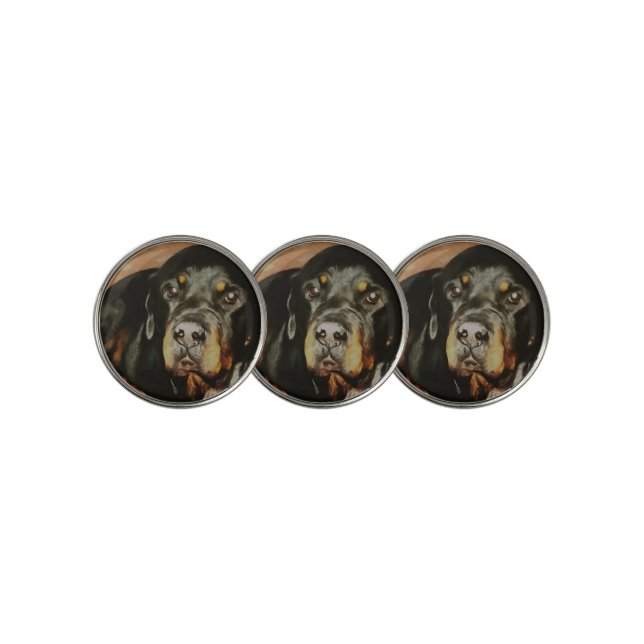 Rottweiler Lover Pet Portrait Golf Ball Marker (3 Up)