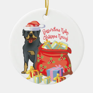 Rottweiler Merry Christmas Ceramic Ornament