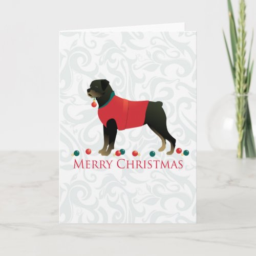 Rottweiler Merry Christmas Design Holiday Card