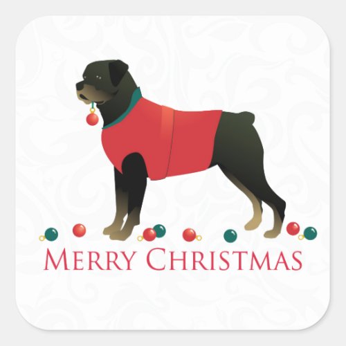 Rottweiler Merry Christmas Design Square Sticker