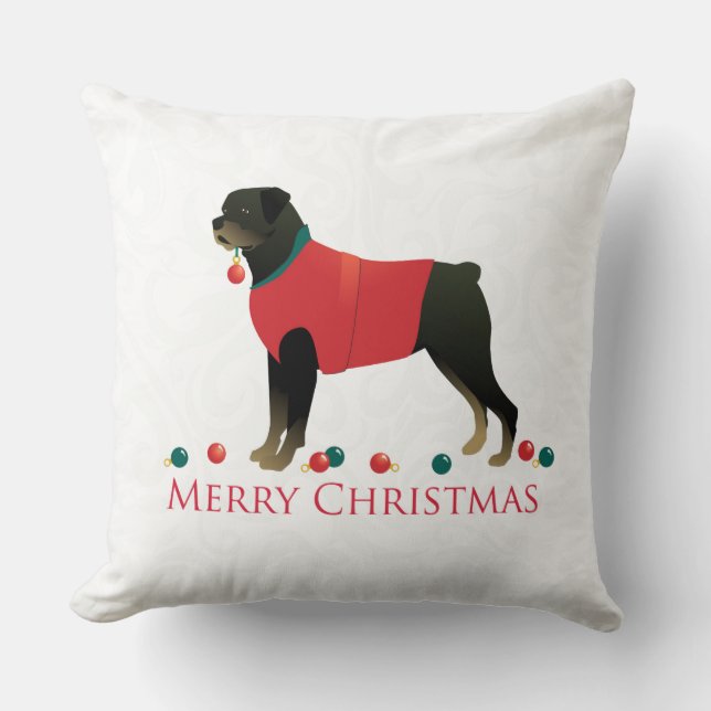 Rottweiler Merry Christmas Design Throw Pillow (Front)