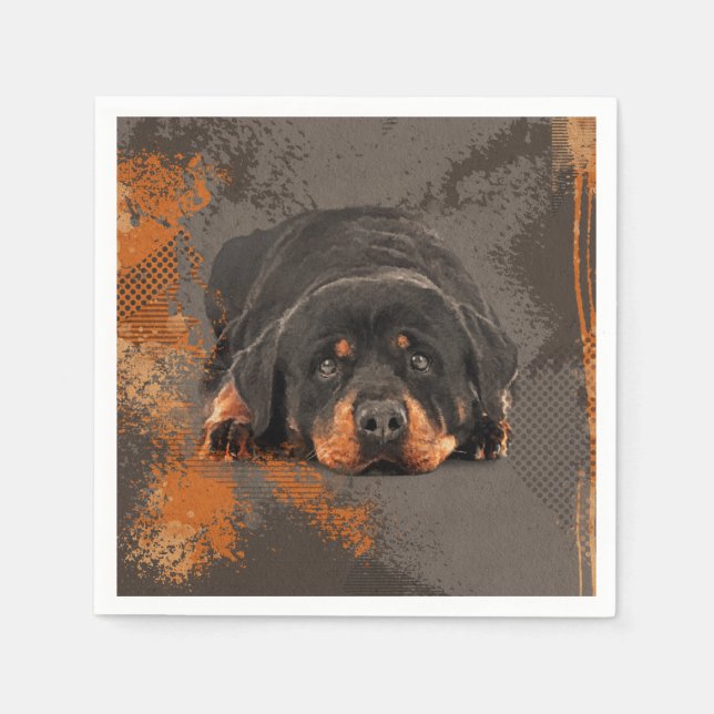 Rottweiler  - Metzgerhund Digital Art Napkins (Front)