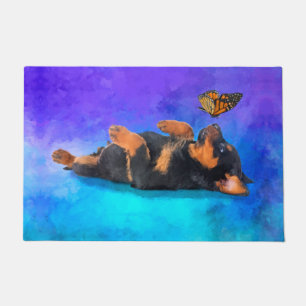 Rottweiler - Metzgerhund Puppy with butterfly Doormat