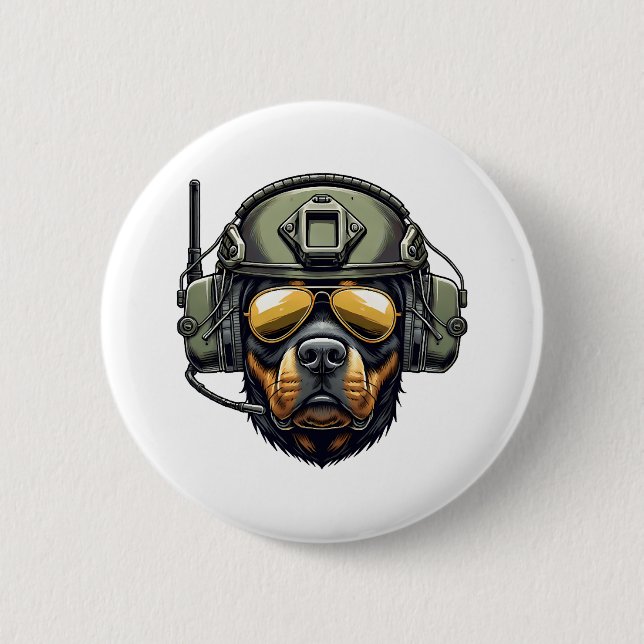 Rottweiler Military Design Button (Front)