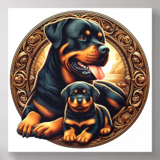 Rottweiler Mom and Puppy 04 5000X Foam Core Photo Tile