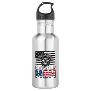 Rottweiler Mom Patriotic Vintage Dog Shirt Design_ Stainless Steel Water Bottle