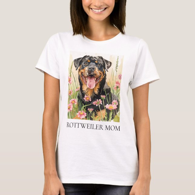 Rottweiler Mom T-Shirt – Watercolor Dog Gift (Front)