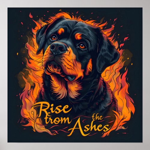 Rottweiler Motivational Rise From The Ashes Poster