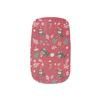 Rottweiler Nail Wraps Christmas Cute Kawaii